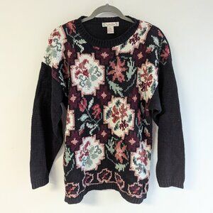 Vintage Floral Intarsia Sweater by Rachel Max